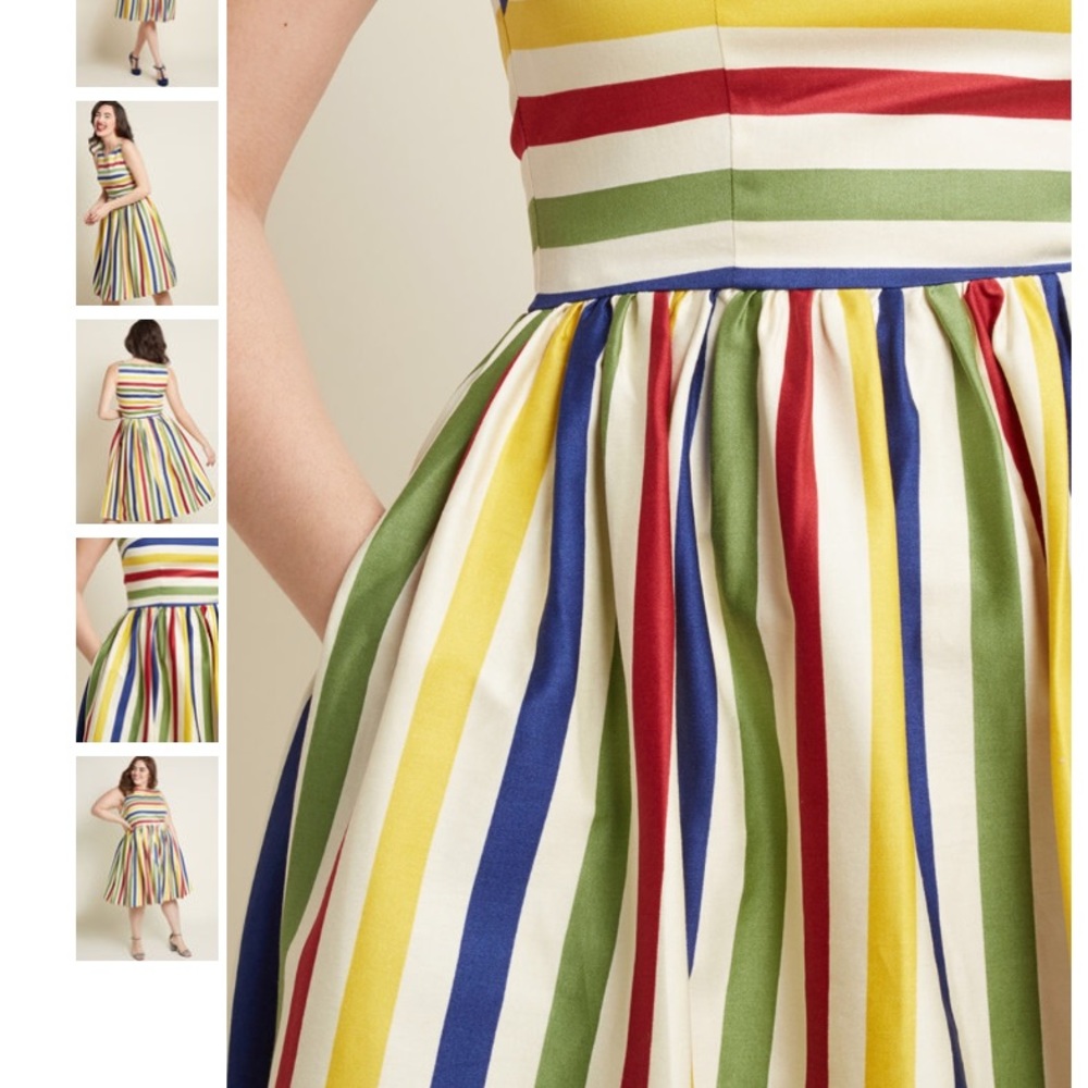 🌈Modcloth Collectif Rainbow Striped Dress 🍭 - Picture 5 of 8